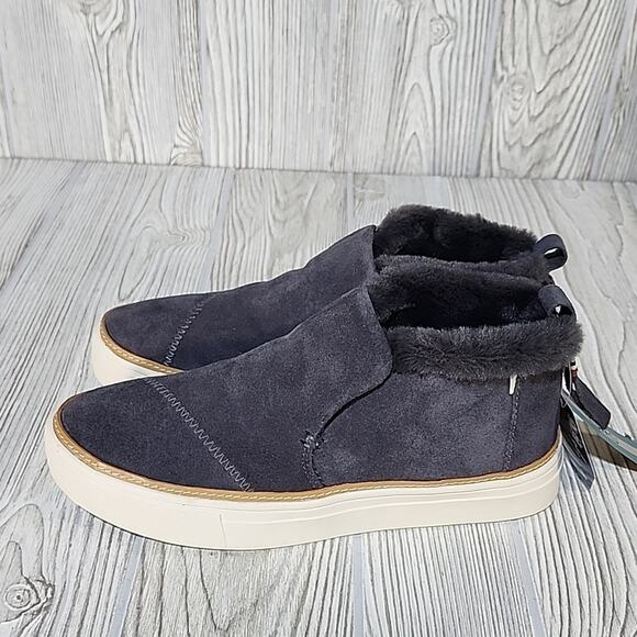 TOMS Paxton Forged Iron Grey Suede/Faux Fur Sneaker, Ankle Boot, Women's 6, NIB - Picture 5 of 14